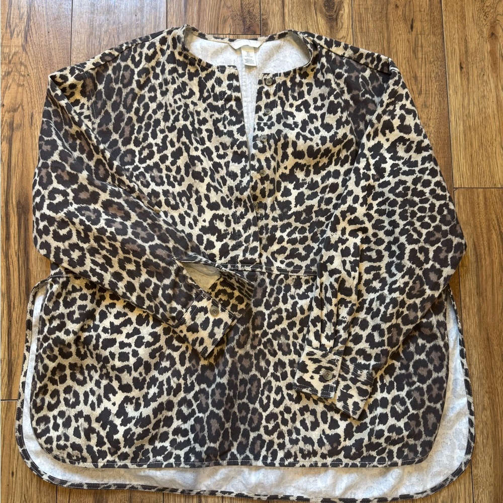 Leopard Print Denim Tunic Top - H&M